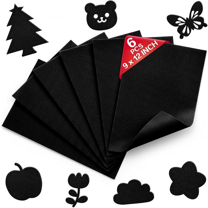 Black Soft Felt Sheets for Crafts, 1.6mm Thick, Kids' Crafts, DIY Projects