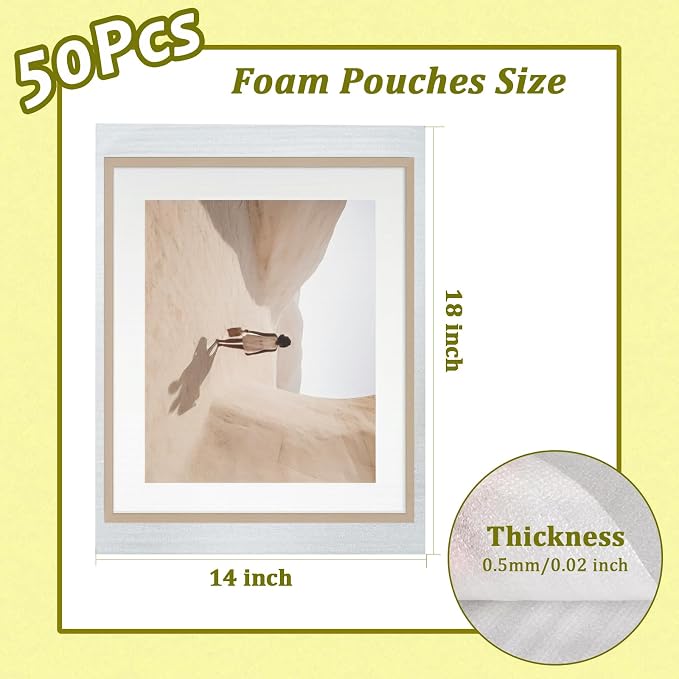 50PCS Large Foam Pouches 14x18 Inch, Foam Packing Pouches