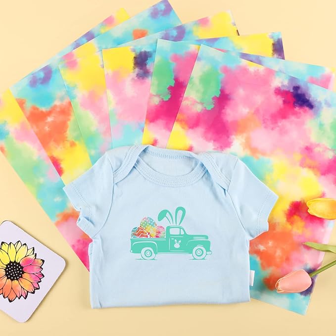 Tintnut Dreamy Tie Dye Heat Transfer Vinyl, PU HTV Sheets, easy cut & weed