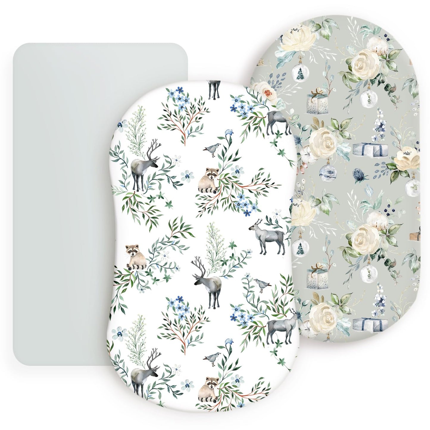 Stretchy Ultra Soft Fitted Bassinet Sheet Set 3 Pack, Universal Fit for Bassinets Baby Cradle Moses Basket Oval Rectangle Mattress Safe and Snug, Stylish Print