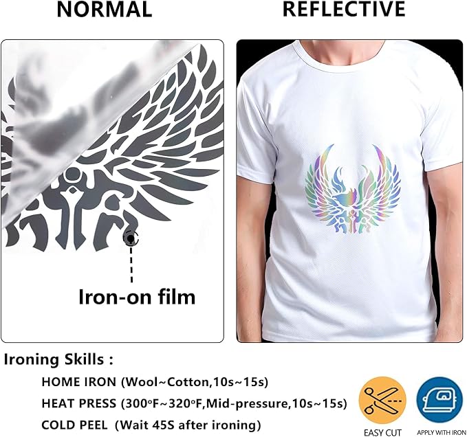 HTVVETUR Reflective HTV Vinyl Rolls Heat Transfer Vinyl