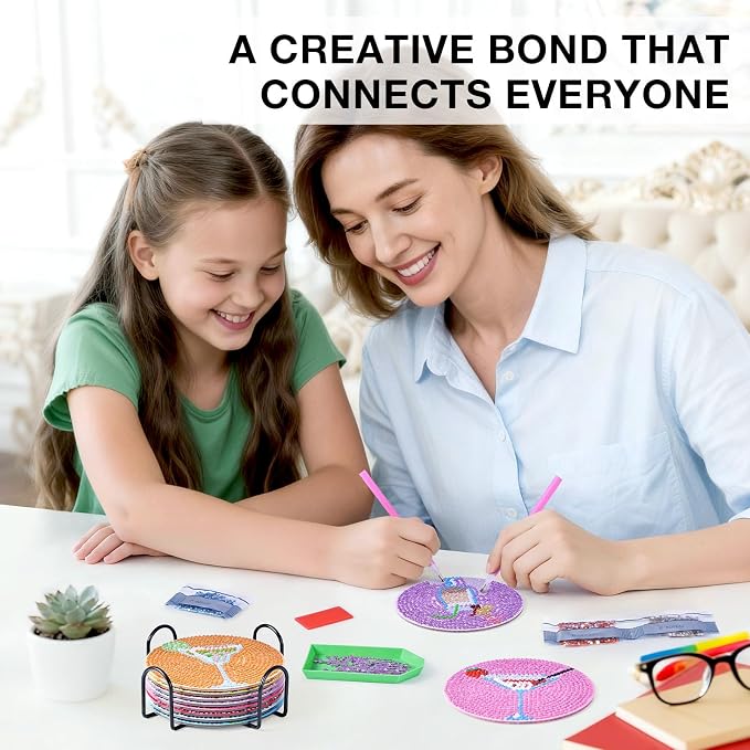 Cocktail Diamond Art Painting Coasters Kit