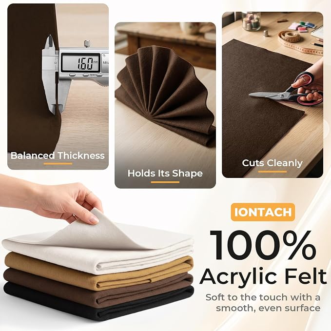 IONTACH 9" X 36" Soft Felt Sheets 1.6mm Thick | Acrylic Felt Fabric