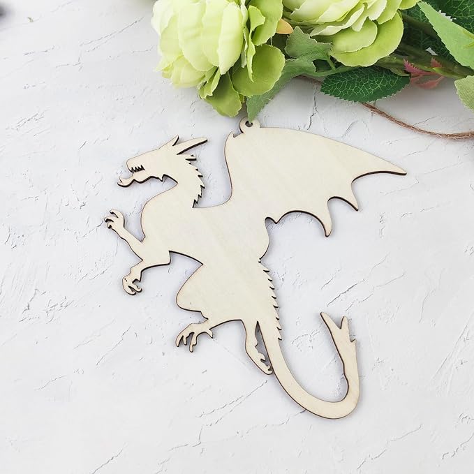 Xonzmmk 20 Pack 6 Inch Wood Dragon Crafts Unfinished Wood Dragon Cutouts Wooden