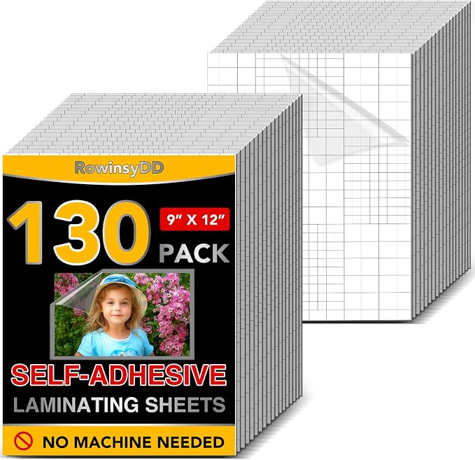 RowinsyDD 130 PCS Self Laminating Sheets, Self Adhesive Laminating Sheets | 8.5