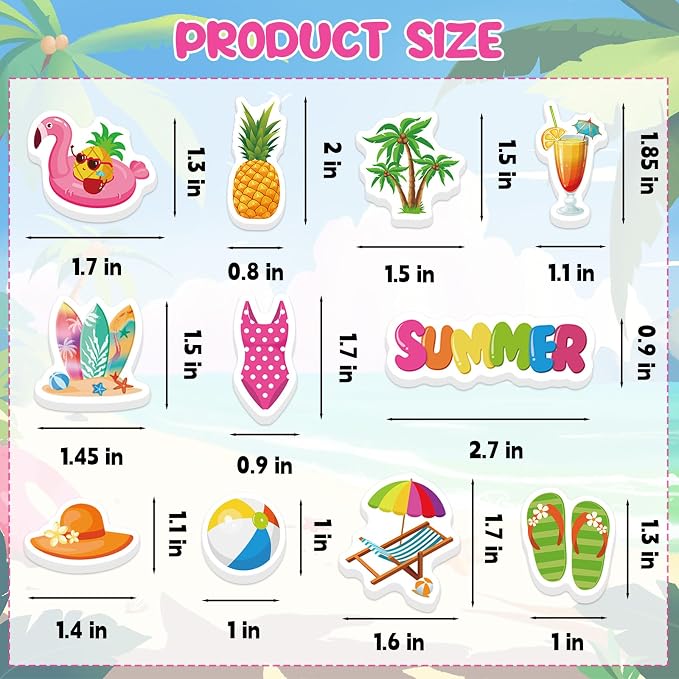 300Pcs Summer Foam Stickers, Colorful Self-Adhesive Summer Pool Beach Stickers