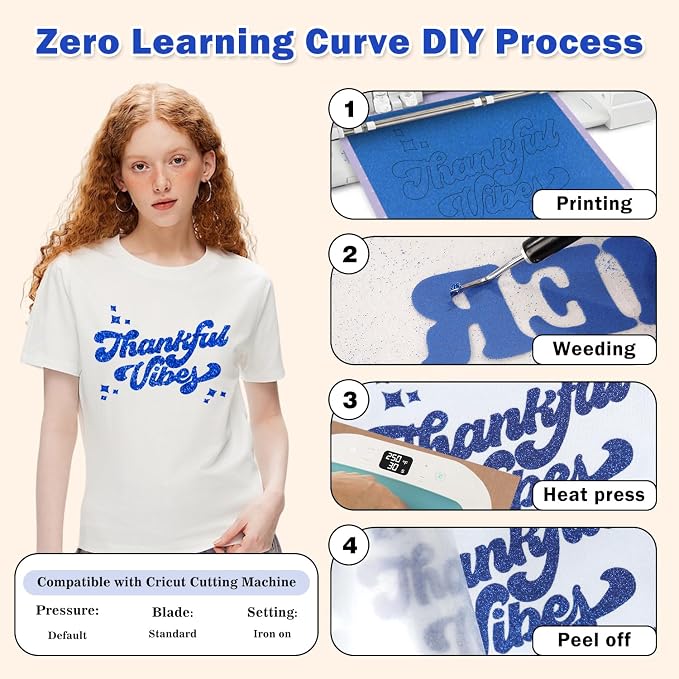 TUMIYA Blue Glitter Heat Transfer Vinyl HTV Roll