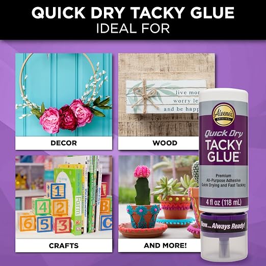 Aleene's Quick Dry Tacky Glue for Crafts in Always Ready Bottle, Dries Extra
