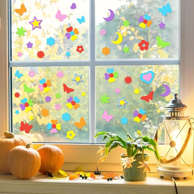 1400Pcs Foam Stickers Colorful Flower Butterfly Foam Shapes Stickers