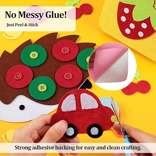 10 Pack Self Adhesive Felt Sheets 10 Colors DIY Sticky Back Felt