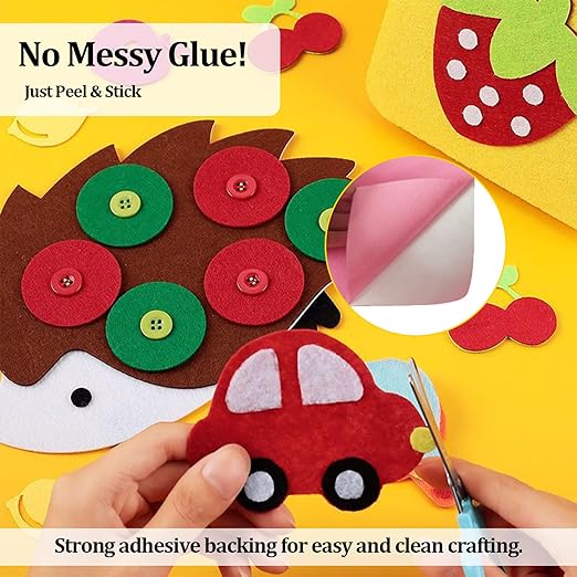 15 Pack Self Adhesive Felt Sheets 10 Colors DIY Sticky Back Felt
