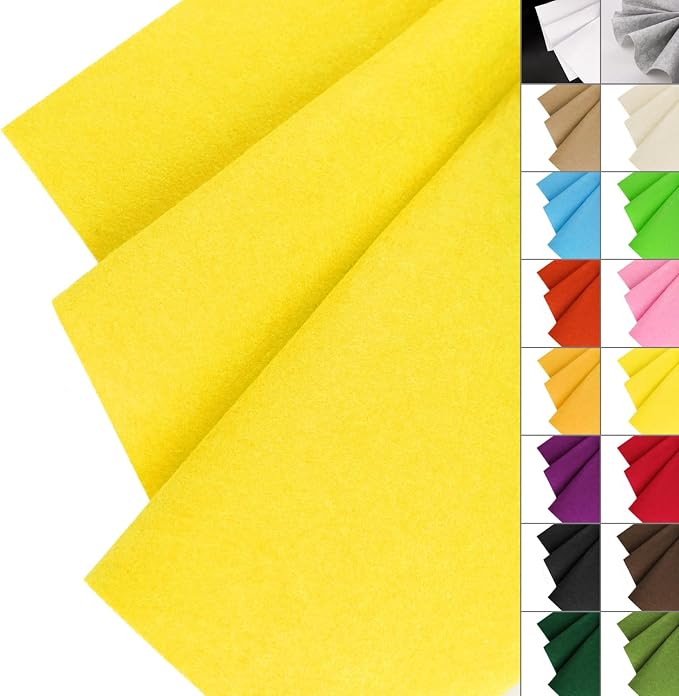 IONTACH 36" X 36" Yellow Stiff Felt Fabric 1.2mm Thick | Felt Sheet