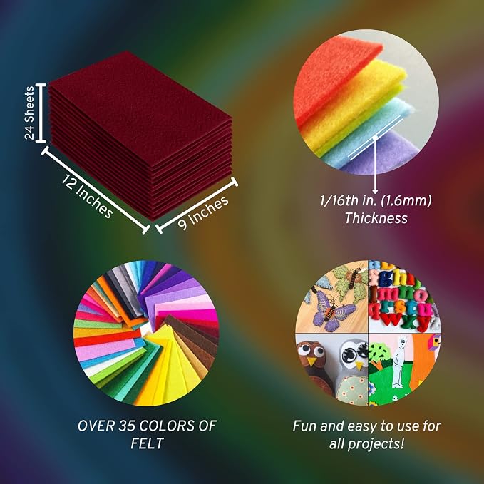 FabricLA Acrylic Felt Sheets for Crafts