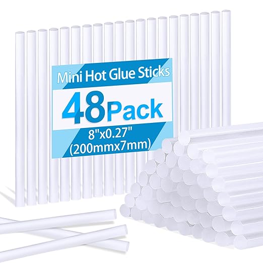 Phinus 48 Pack Mini Hot Glue Sticks, EVA Clear Glue Gun Sticks, Hot Glue Gun