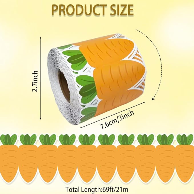 69Ft Easter Carrot Border Trim Carrot Scalloped Rolled Border Trim, Plaid
