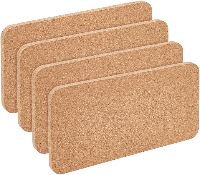 OLYCRAFT 4Pcs Rectangle Bulletin Boards 6x12 Inch Non Self-Adhesive Wood Cork