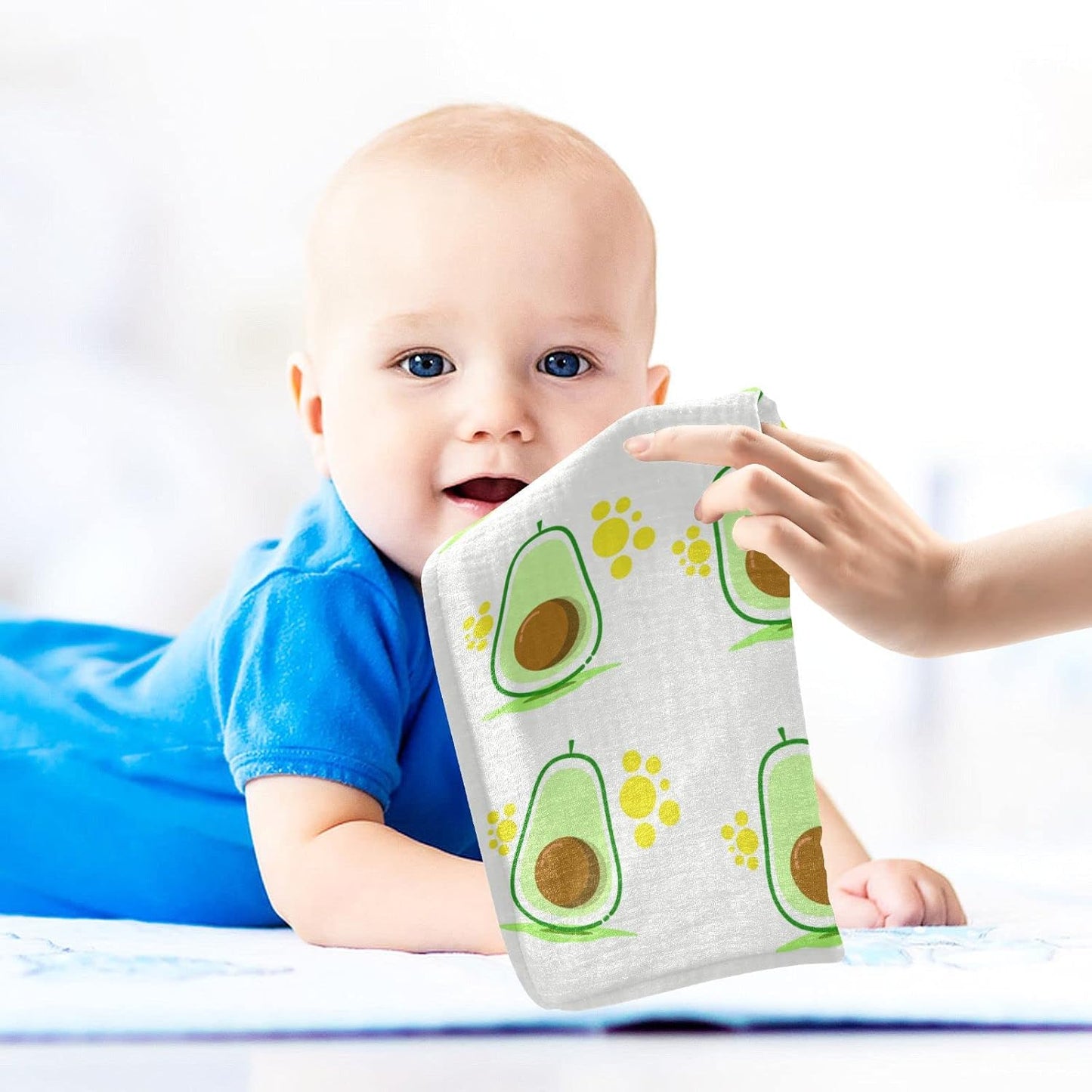 Fresh Green Avocado Baby Muslin Washcloths Paw Print Fruits Burp Cloths Soft Absorbent Baby Wash Cloth Fingertip Face Towels for Newborn Boys Girls 12 x 12 in, 5 Pack