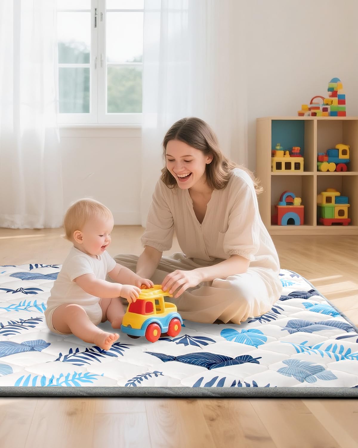 Baby Play Mat, Non-Slip Baby Mat for Floor, Soft Thicker Playpen Mat, Portable Playmat, Crawling Mat for Babies, Toddlers & Infants to Play and Learn（ 71"x59"）