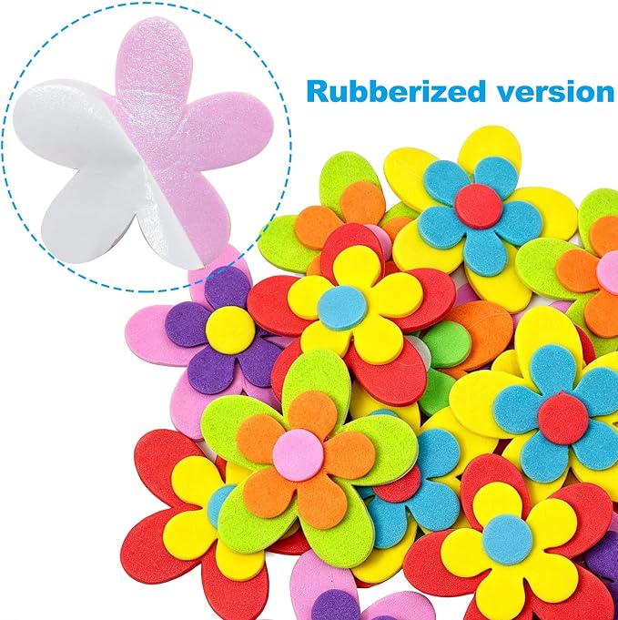 60PCS Double Layer EVA Foam 3D Flower Wall Stickers Self Adhesive Petal Foam