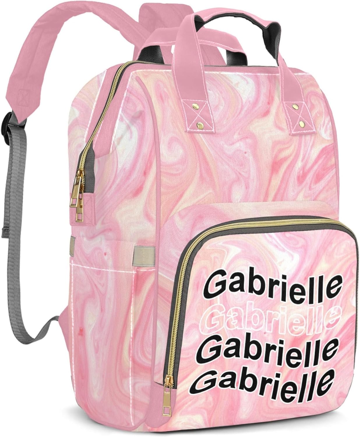 Custom Pink Diaper Bag Girls Baby Backpack Personalized Mommy Nursing Bag with Name Customized Casual Backpack for Travel Birthday Gift