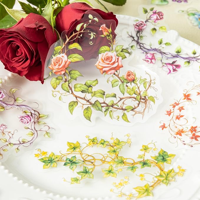 120 Pcs Floral Vine PET Stickers