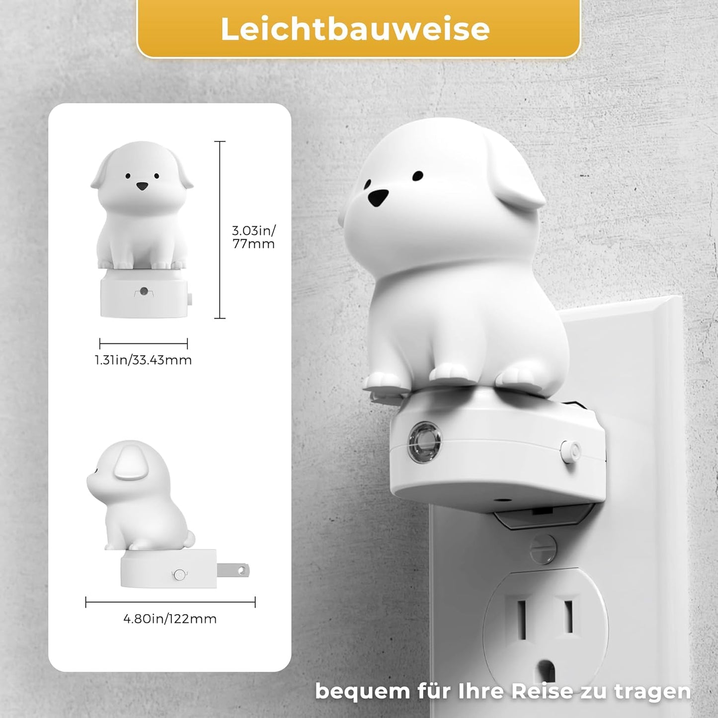 L LOHAS LED Plug in Night Light for Kids,3D Cute Puppy Night Lights with Dusk to Dawn Sensor,1600K/2700K/5000K 3CCT Dog Night Light,Christmas Birthday Gift Nightlight for Kids,Room Decor