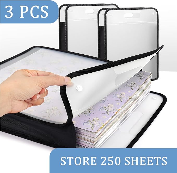 Caydo Scrapbook Paper Organizer, 3 Pack Expanding Paper Folio