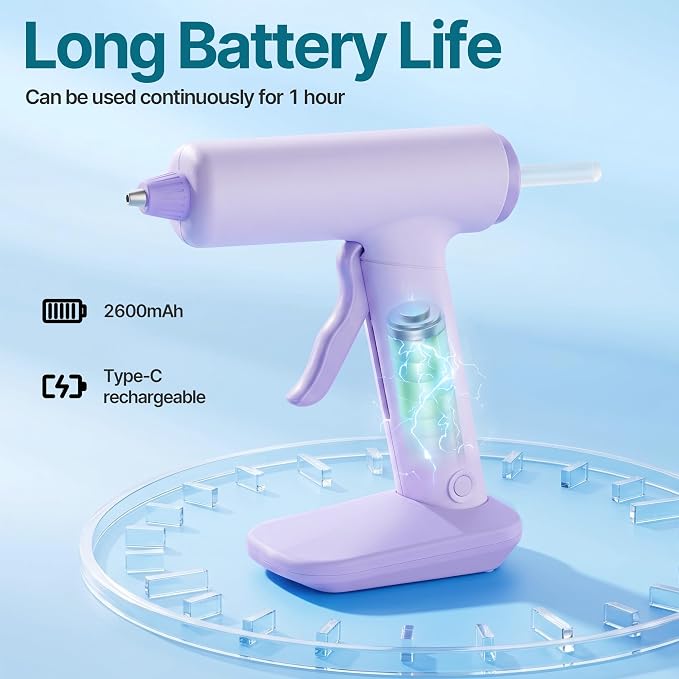Cordless Hot Glue Gun Kit USB-C Rechargeable Magnetic Mount Base