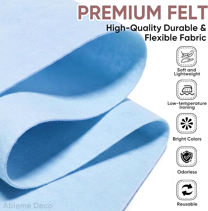 Soft Felt Fabric Sheet 18" x 36", 1.6mm Acrylic Craft Felt, Light Blue | Soft
