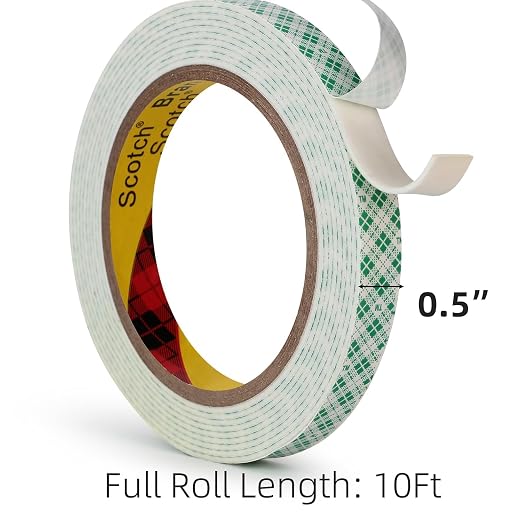 3M Double Sided Foam Tape 0.5" x 10Ft 2 Pack White | Double Coated Urethane