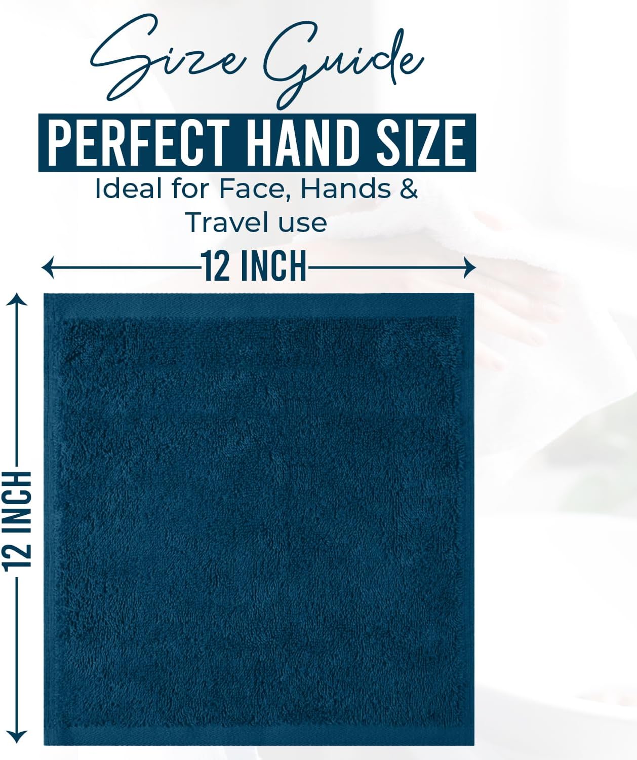DAN RIVER 100% Cotton Wash Cloths 12 Pack [12x12] Soft & Absorbent wash Cloths for Body, Gym, Hotels & Spa Perfect for Everyday Use Fingertip Towels, Opal Blue
