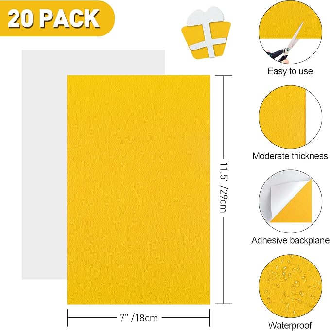 NACHLYNN 20Pcs Self Adhesive Felt Fabric Sheets 7"x11.5" /18x29cm Sticky Back