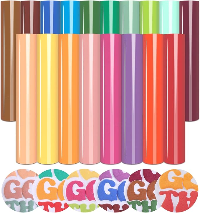 Tintnut Multicolored Puff Heat Transfer Vinyl, easy cut & weed, stretch washable