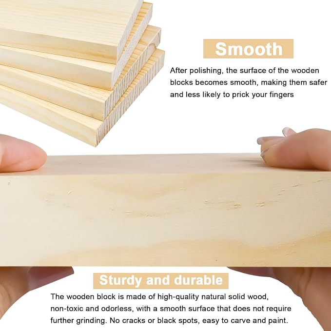 4 PCS Solid Wood Blocks, Laser Engraving, DIY Signs, Home Decor and Craft