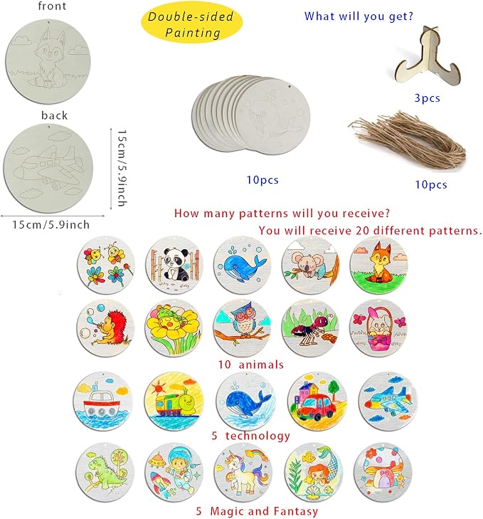 10PCS Wooden Crafts to Paint