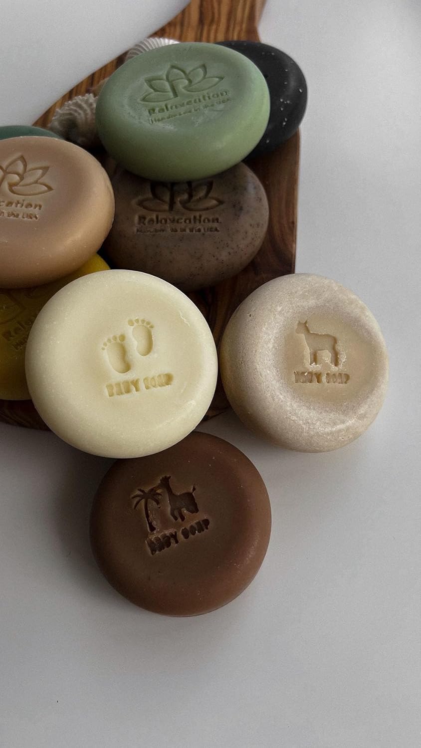Relaxcation Organic Baby Soap Bars with Goat Milk and Honey - Naturally Cold Processed from Organic Ingredients - Handmade in USA Ideal fro Newborns, babys, Kids and Adults (Pack of 6)
