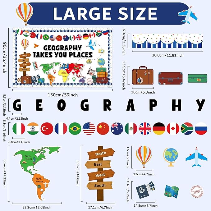 Geography Takes You Places Bulletin Board Set World Map Classroom Decoration