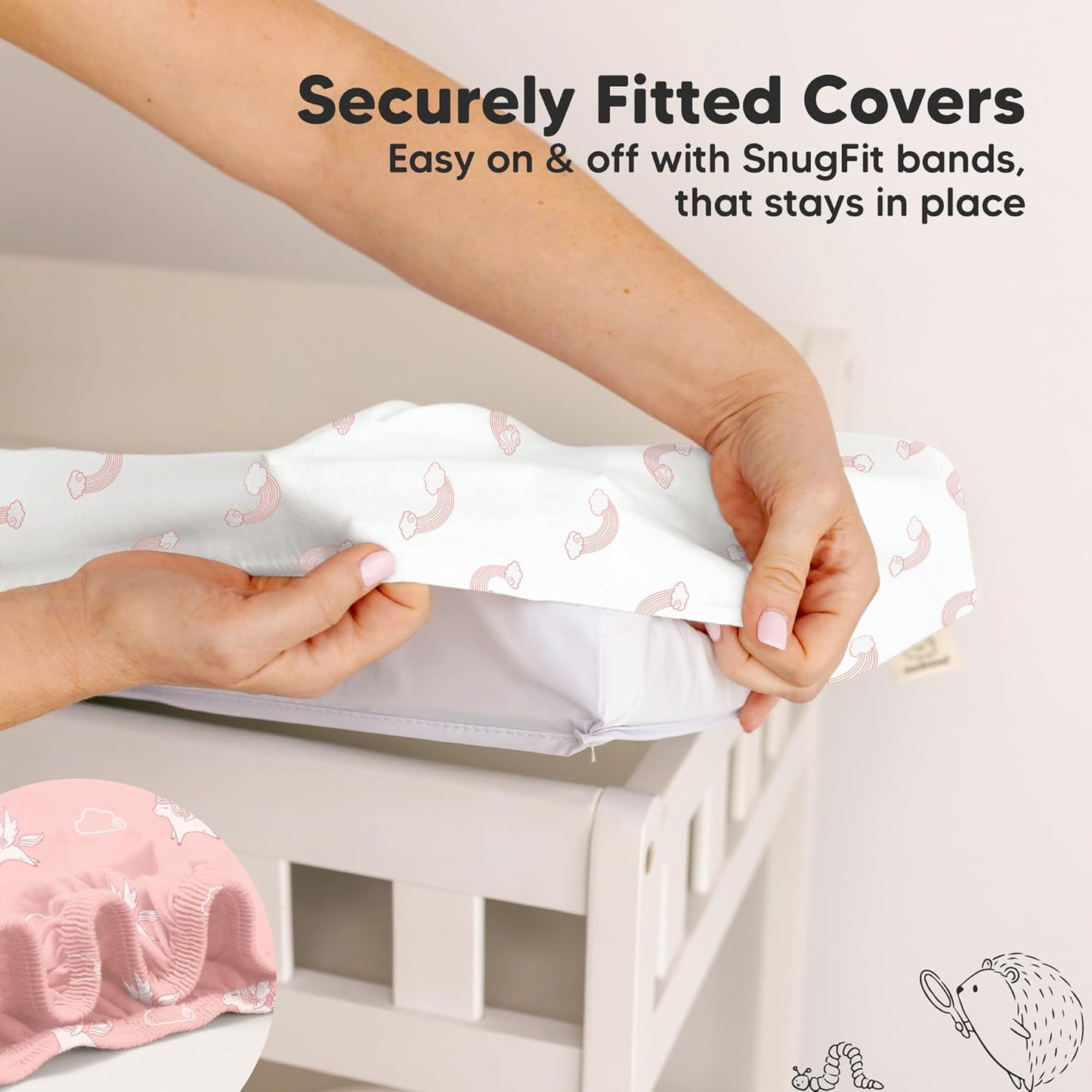 2-Pack Organic Changing Pad Covers for Girl, Boy, Neutral - 100% Cotton Changing Table Pad Cover, Soft Baby Nursery Diaper Changing Pad Sheets,Contour Changing Pads Liners,Change Pad Cover (Dreamland)