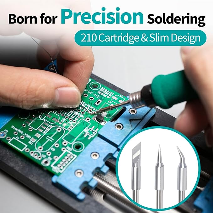 YIHUA 982 Precision Soldering Iron Station Kit with Digital LCD Display, 210 Soldering Tip Cartridge Compatible, Solder Wire Dispenser and, 4 Memory Channels, Auto Shutdown, Rapid Heating