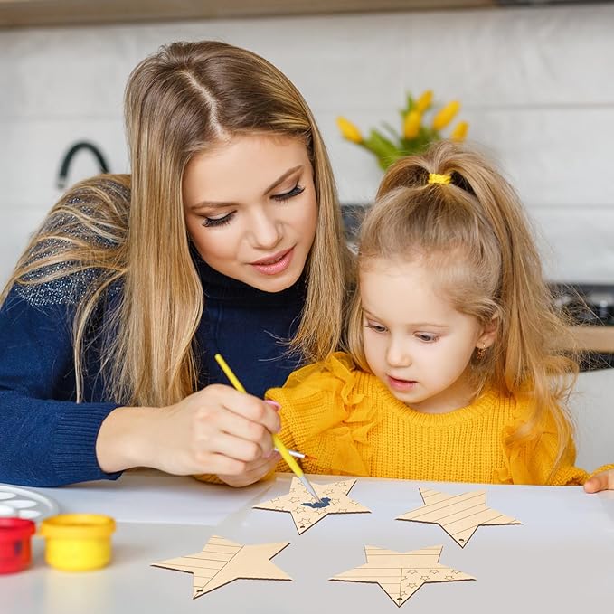COCHIE 4th of July Stars Wood Crafts to Paint Set of 24, Memorial Day