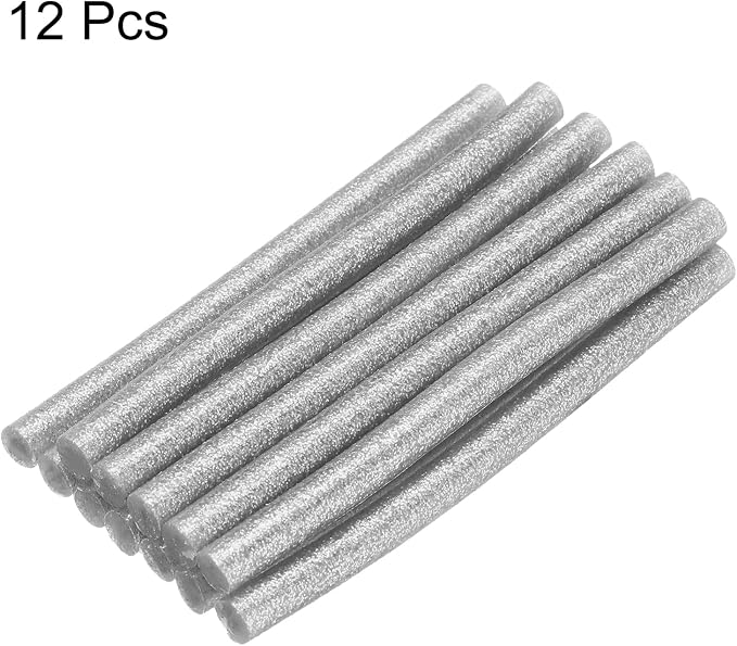 uxcell Mini Hot Glue Sticks for Glue Gun 7mm x 100mm Glitter Silver 12pcs