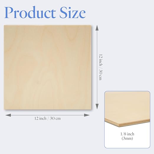 3 mm Baltic Birch Plywood 1/8 x 12 x 12 Inch, B/BB Grade Craft Wood, Stronger