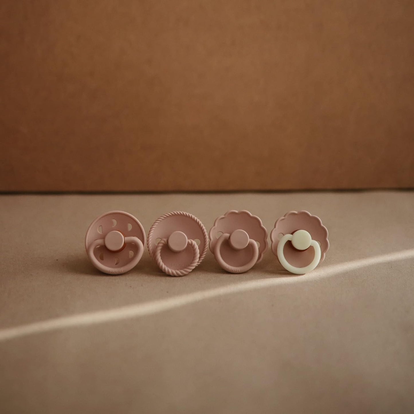 FRIGG Daisy Night Natural Rubber Baby Pacifier | Made in Denmark | BPA-Free (Croissant/Cream, 0-6 Months) 2-Pack