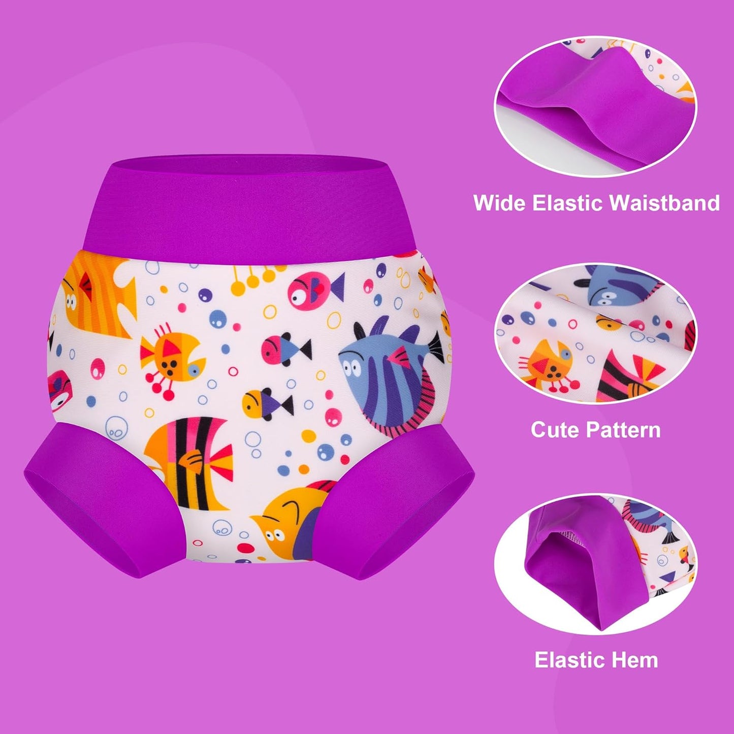 BIG ELEPHANT Baby Swim Diapers 3/6 Pack – Reusable Waterproof Diapers, Soft Breathable Swimwear for Boys and Girls