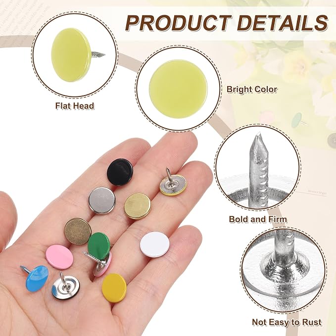 uxcell 150Pcs Upholstery Tacks, 11mmx10mm Flat Head Thumb Tack Decorative
