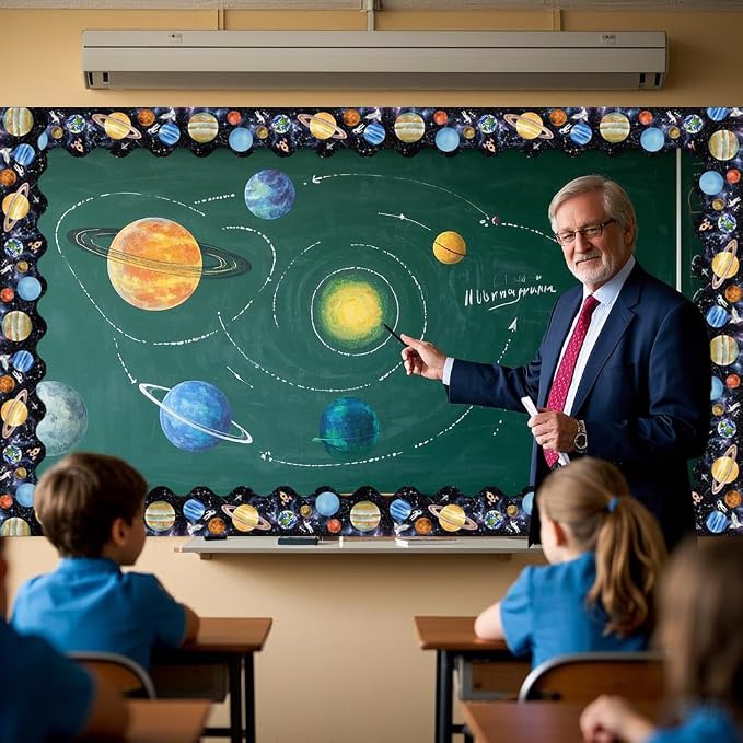 69 Ft Outer Space Border, Galaxy Space Scalloped Trim ，Night Sky Classroom