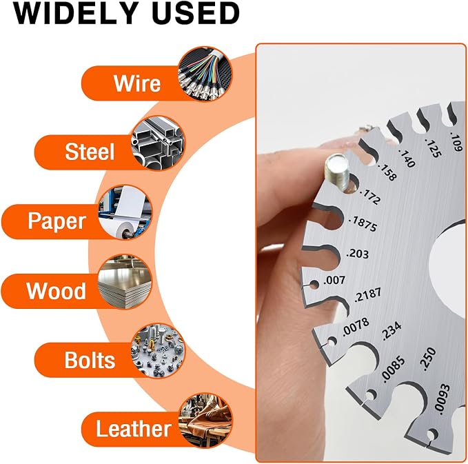 ZeeDix Standard Dual-Sided Round Wire Cable Sheet Gage | Stainless Steel Metal