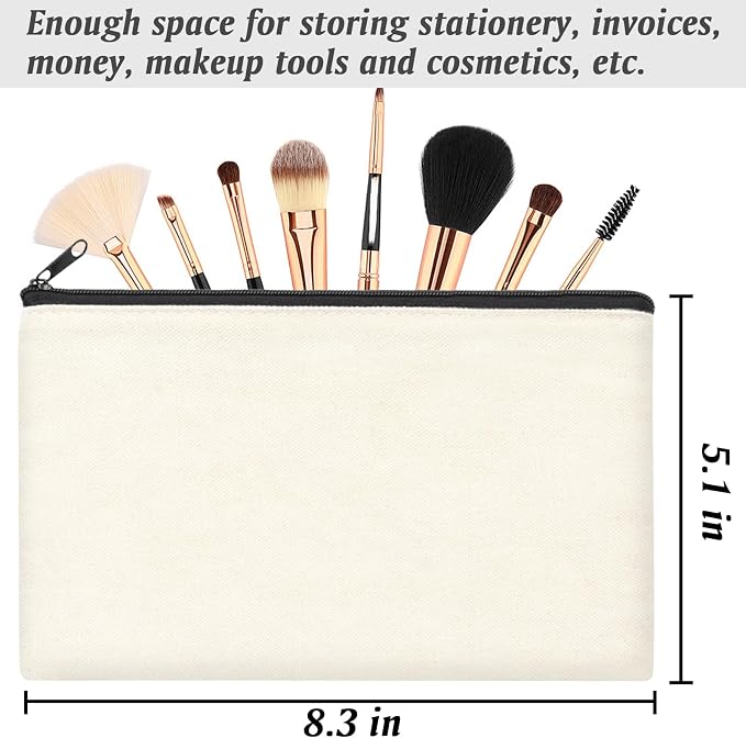 ZeeDix Canvas Zipper Pouch Bulk – 8.3 x 5 Inches Cotton Canvas Pouches