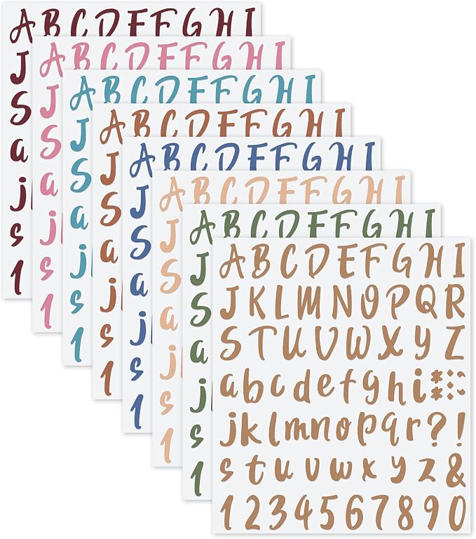Outus 576 Pcs 8 Sheets Letters Stickers Vinyl Alphabet Number Decals Back to