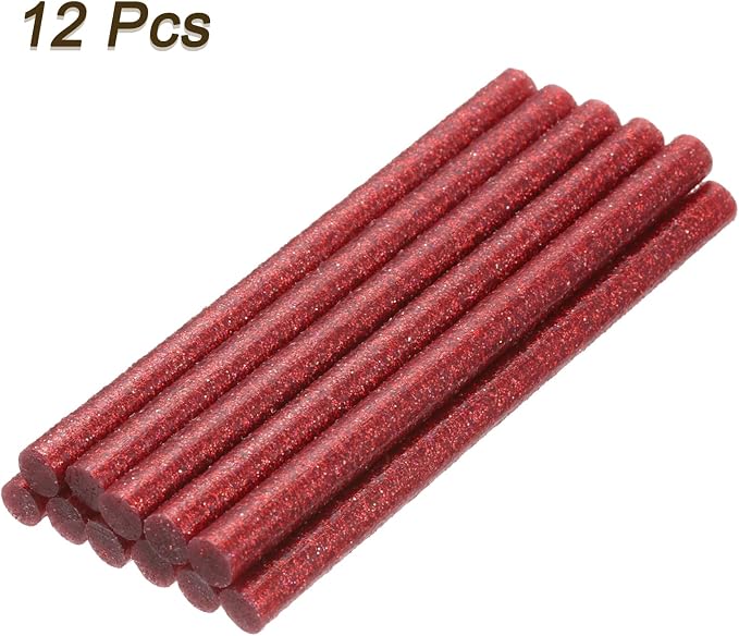uxcell Mini Hot Glue Sticks for Glue Gun 7mm x 100mm Glitter Bright Red 12pcs